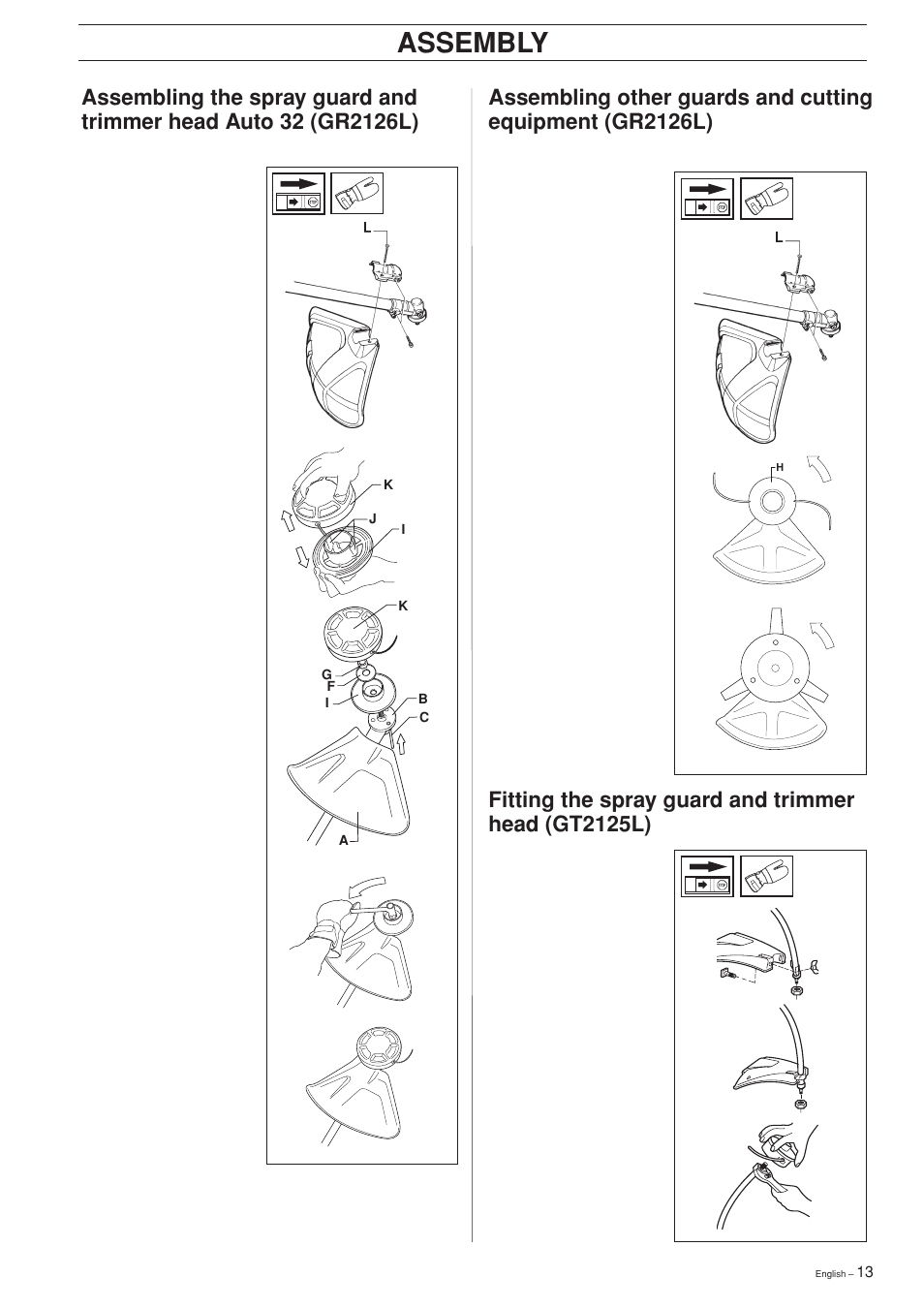 Assembly | Jonsered GT2125L User Manual | Page 13 / 28