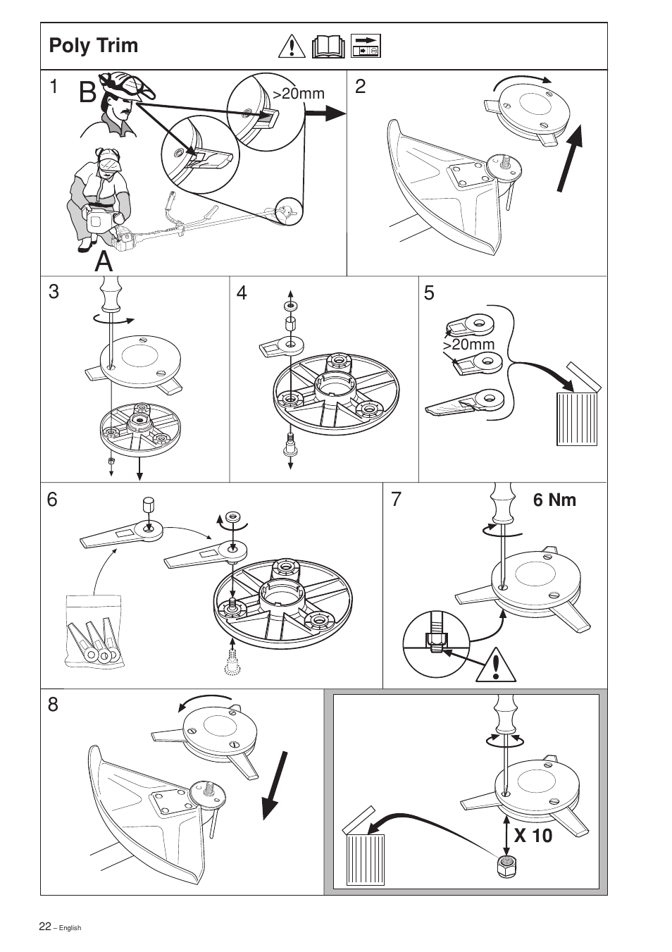 Poly trim | Jonsered GT2125L User Manual | Page 22 / 28