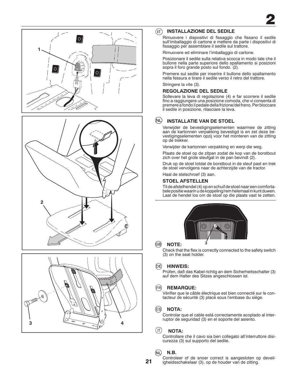 Jonsered CE LT2216 User Manual | Page 21 / 76