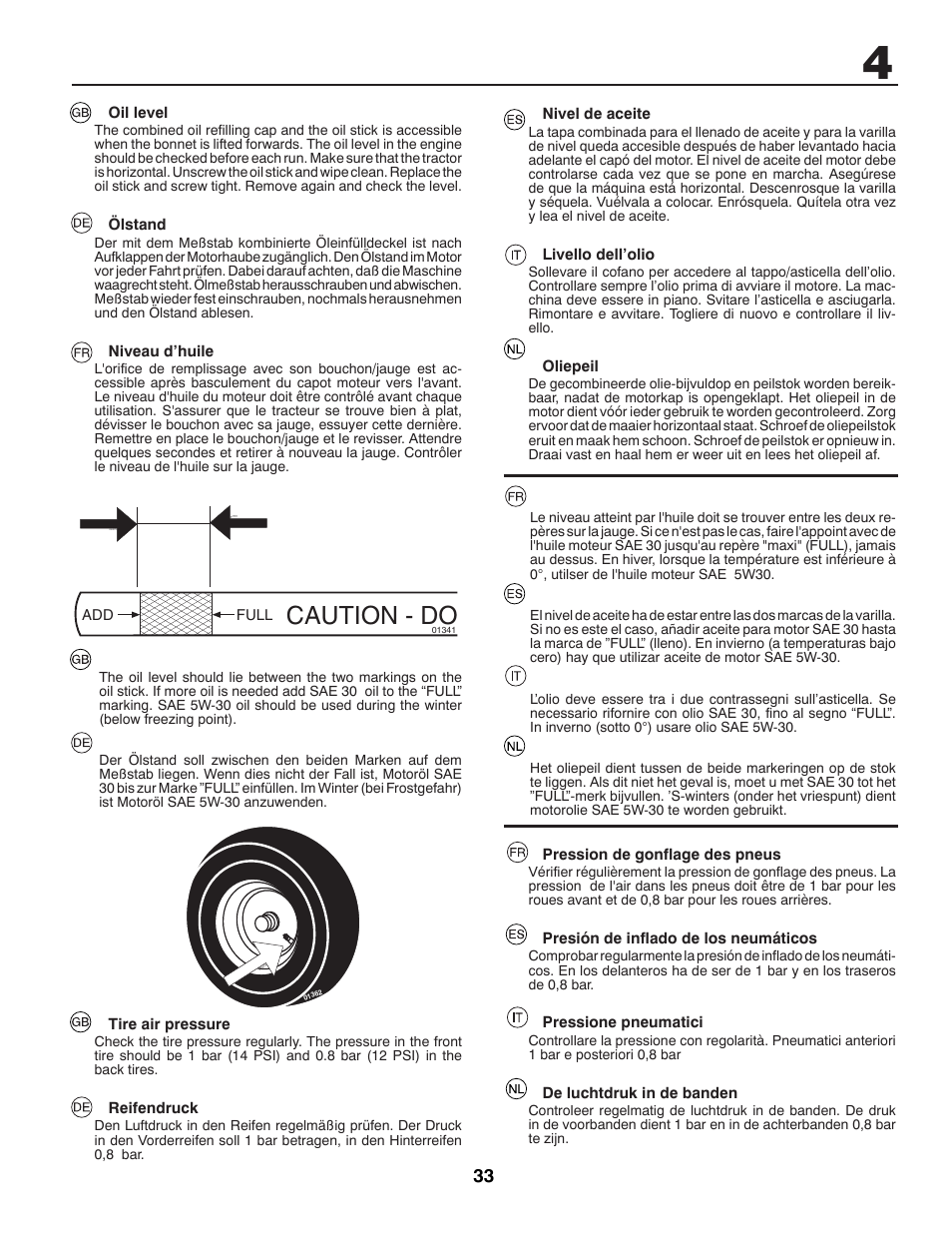 Caution - do | Jonsered CE LT2216 User Manual | Page 33 / 76