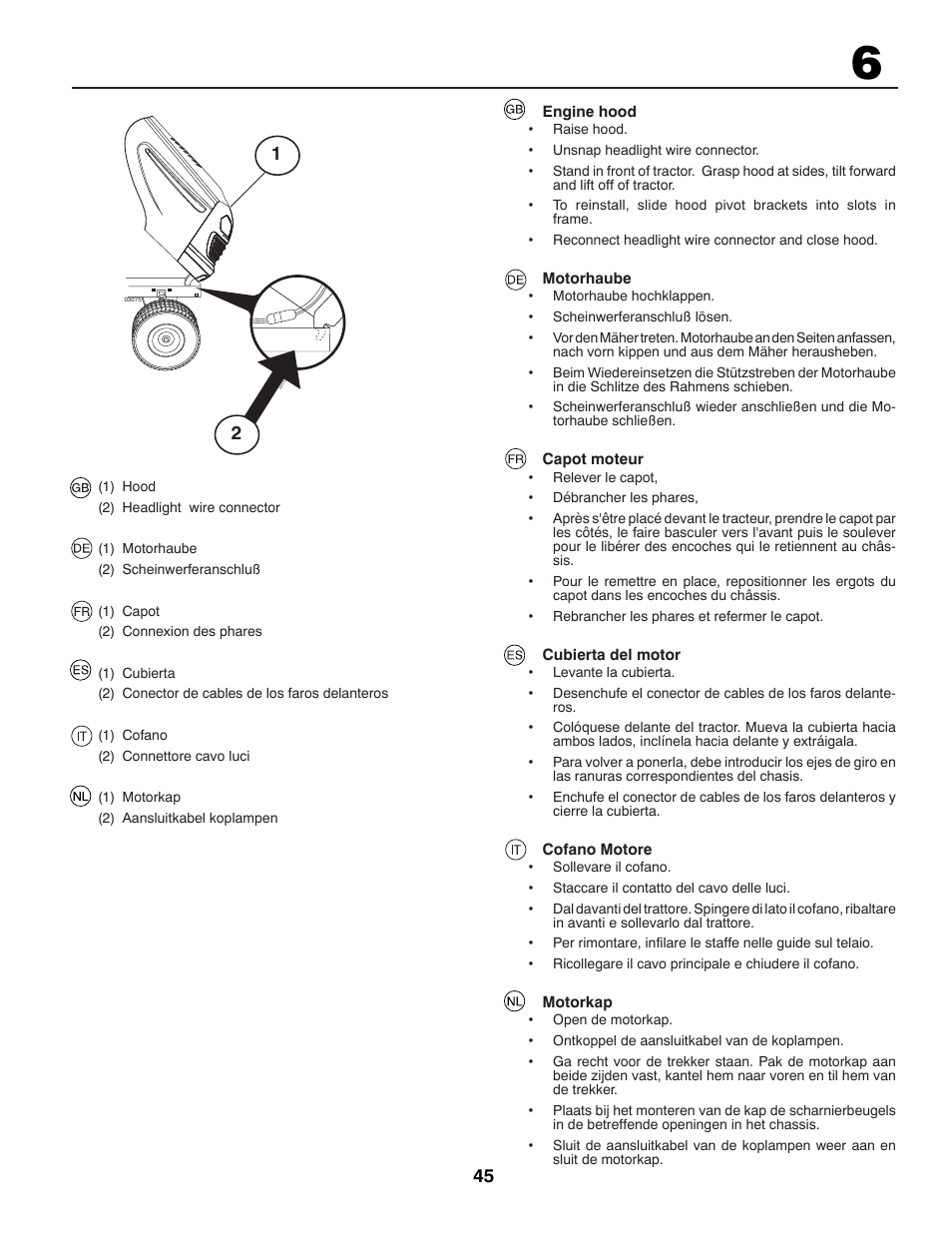 Jonsered CE LT2216 User Manual | Page 45 / 76