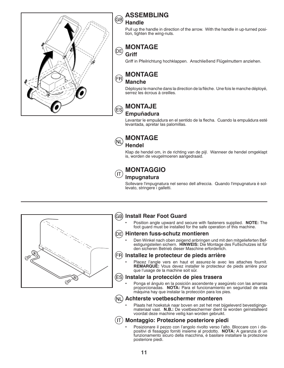 Assembling, Montage, Montaje | Montaggio | Jonsered LM2150SM User Manual | Page 11 / 20