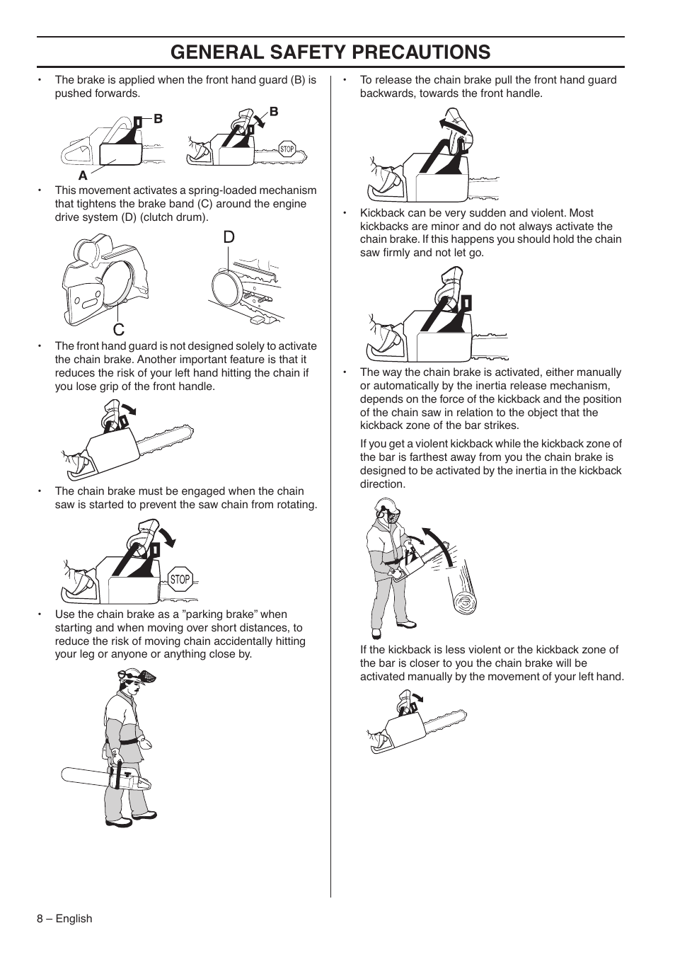 General safety preca utions | Jonsered CS 2145S User Manual | Page 8 / 44