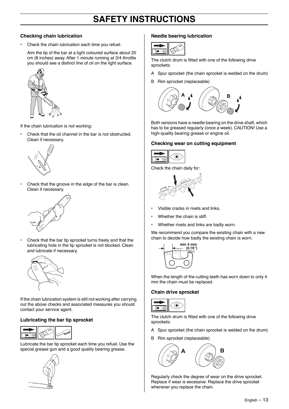Safety instructions | Jonsered CS2163 User Manual | Page 13 / 36