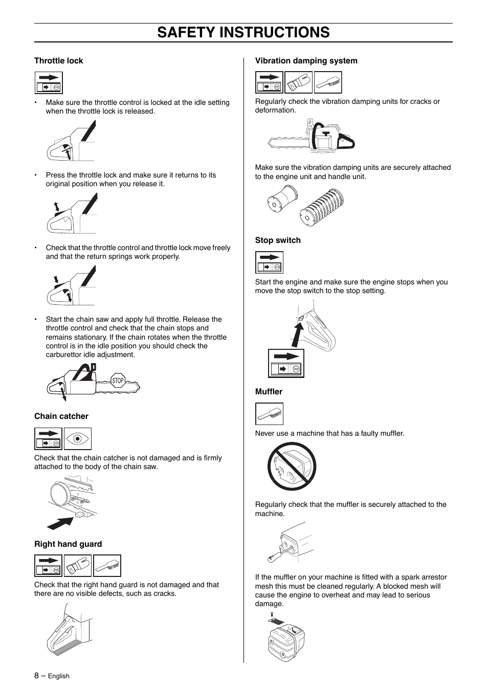 Safety instructions | Jonsered CS2163 User Manual | Page 8 / 36