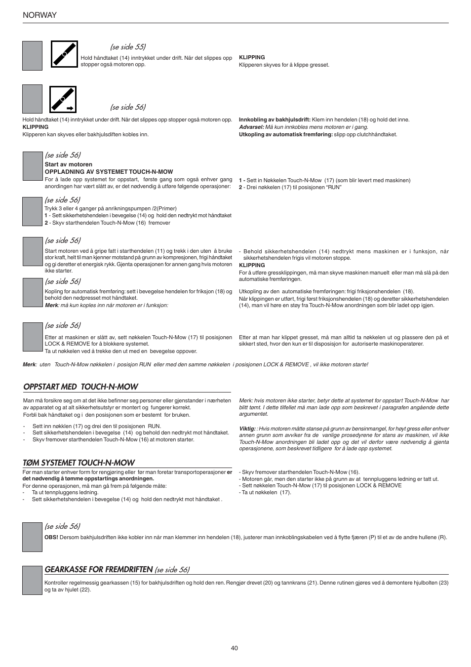 Jonsered LM2147CMD AUTO START User Manual | Page 41 / 61