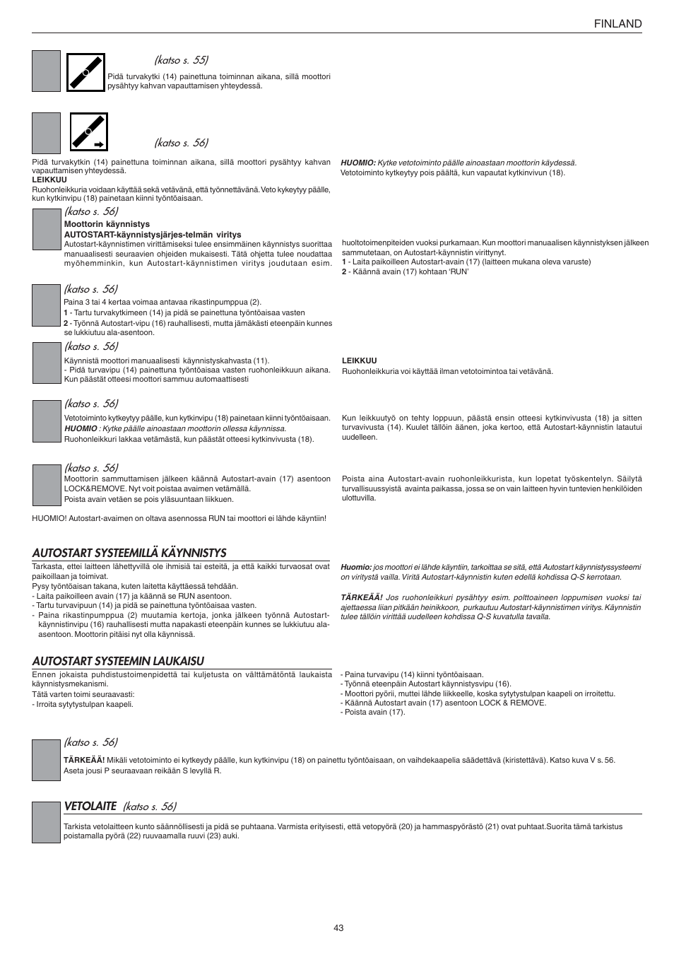 Jonsered LM2147CMD AUTO START User Manual | Page 44 / 61