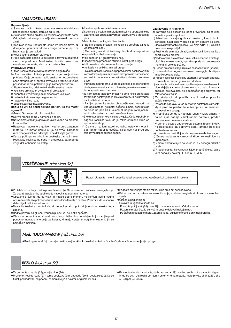 Jonsered LM2147CMD AUTO START User Manual | Page 48 / 61