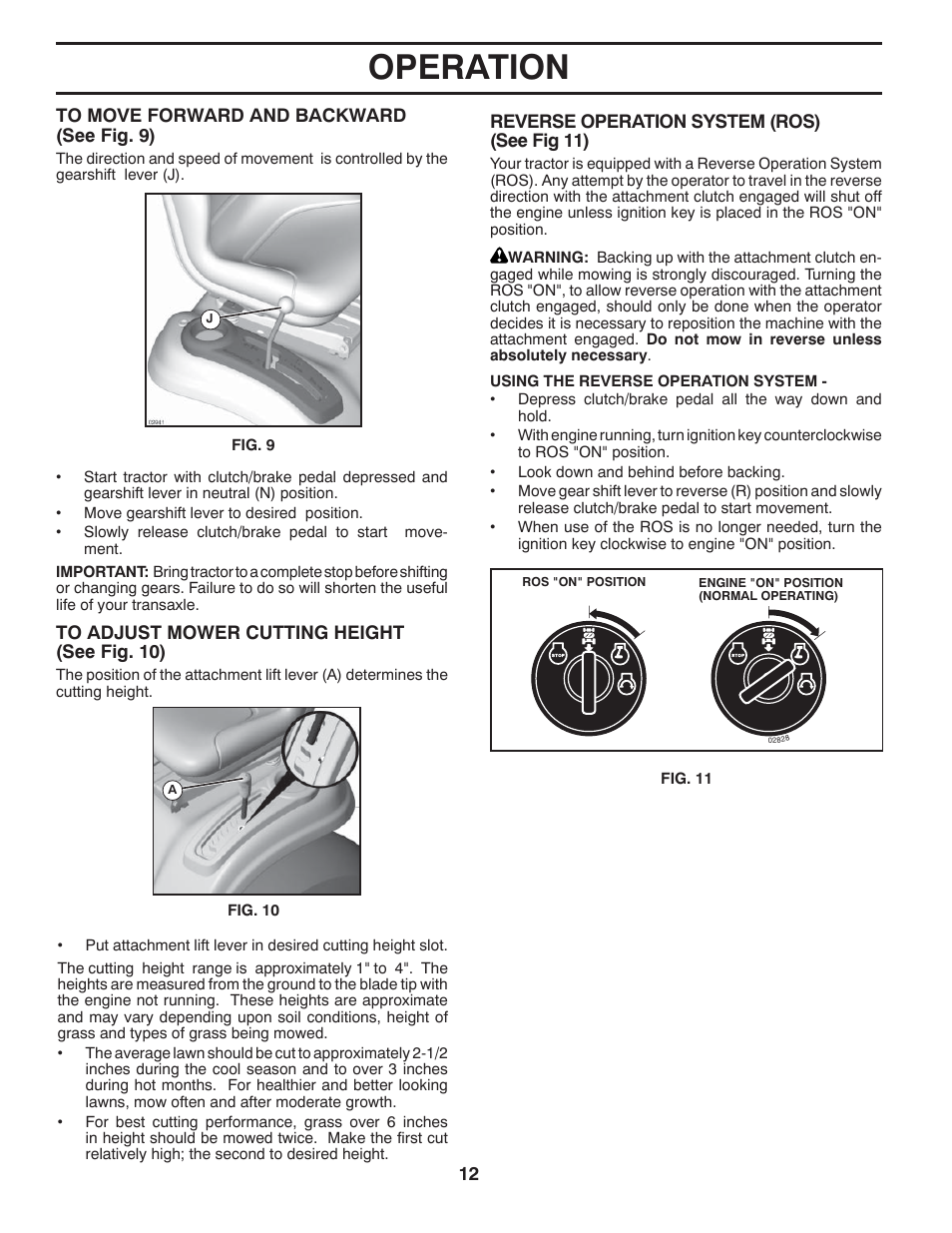 Operation | Jonsered LT2216 User Manual | Page 12 / 28