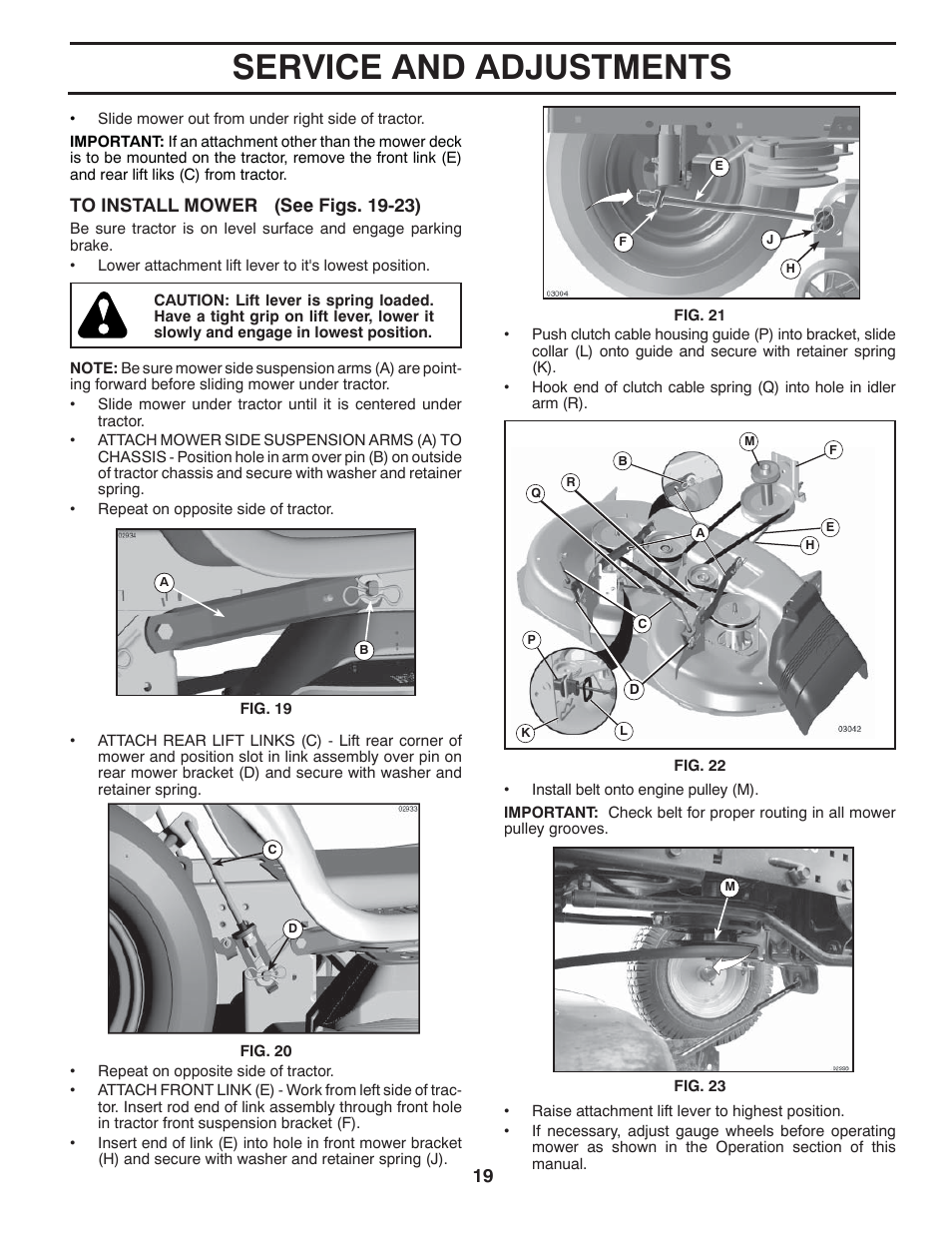 Service and adjustments | Jonsered LT2216 User Manual | Page 19 / 28