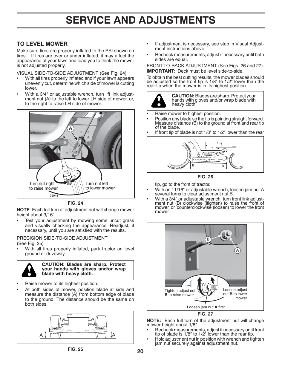 Service and adjustments | Jonsered LT2216 User Manual | Page 20 / 28