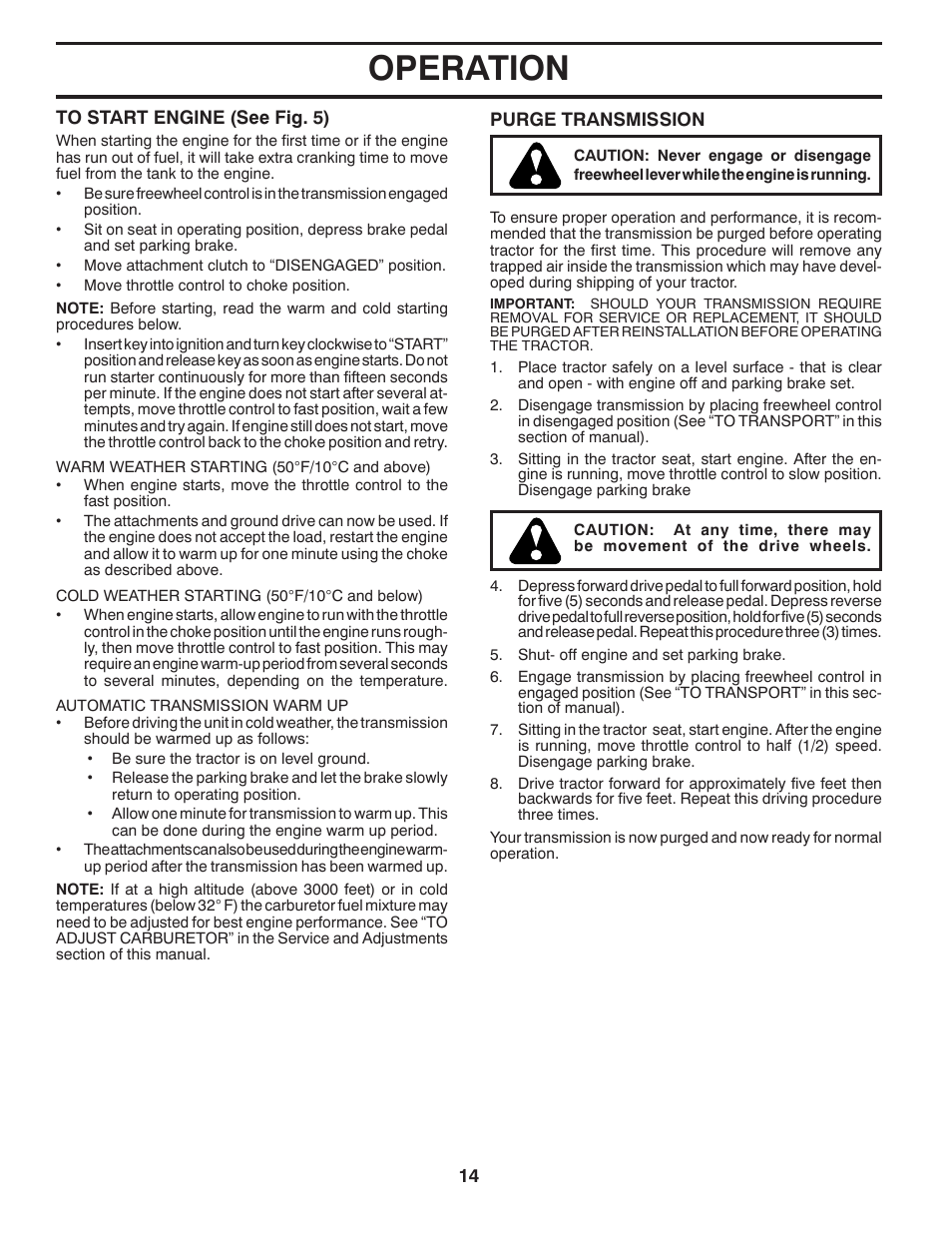 Operation | Jonsered LT2218A User Manual | Page 14 / 32