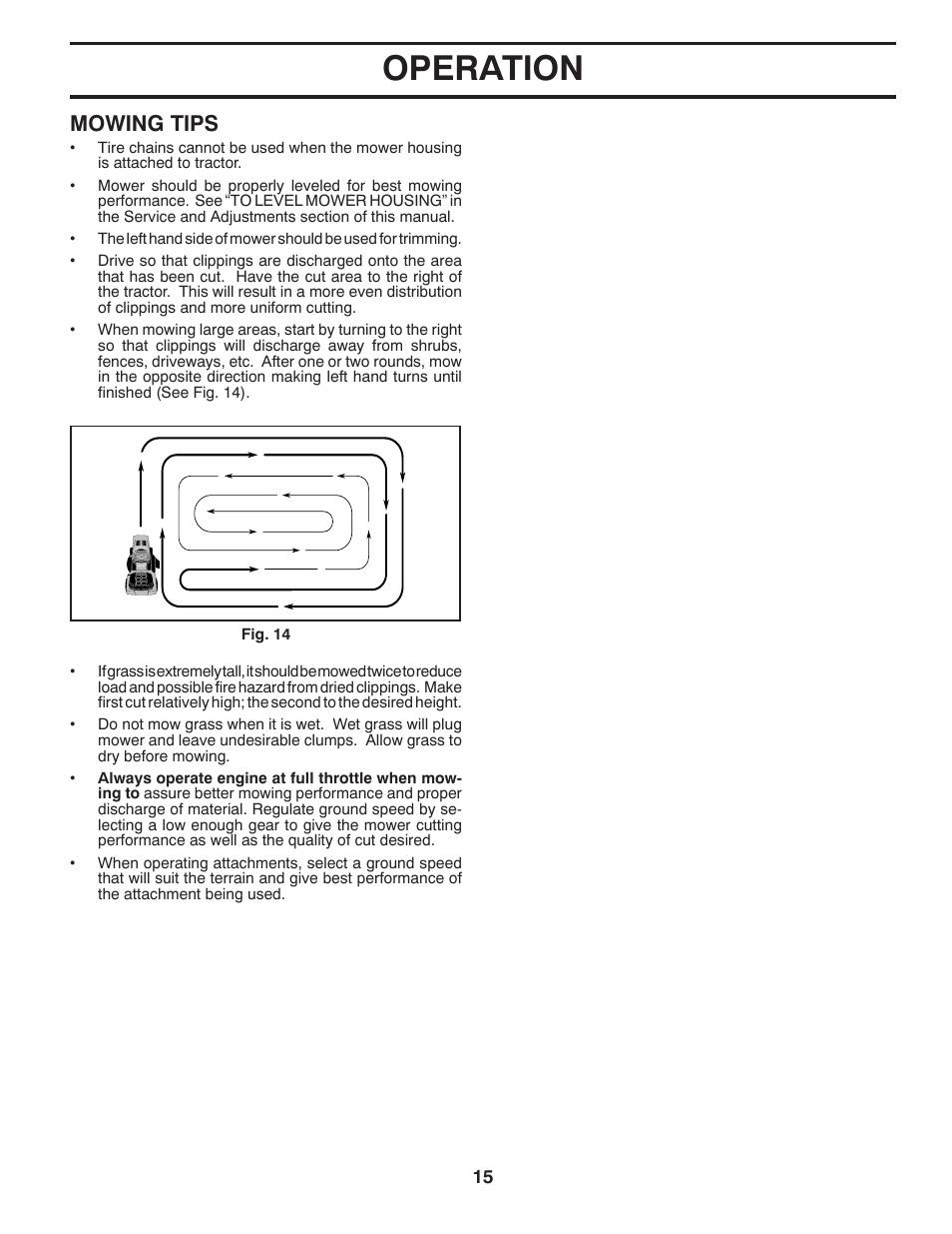 Operation, Mowing tips | Jonsered LT2218A User Manual | Page 15 / 32