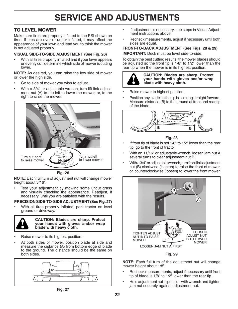 Service and adjustments | Jonsered LT2218A User Manual | Page 22 / 32