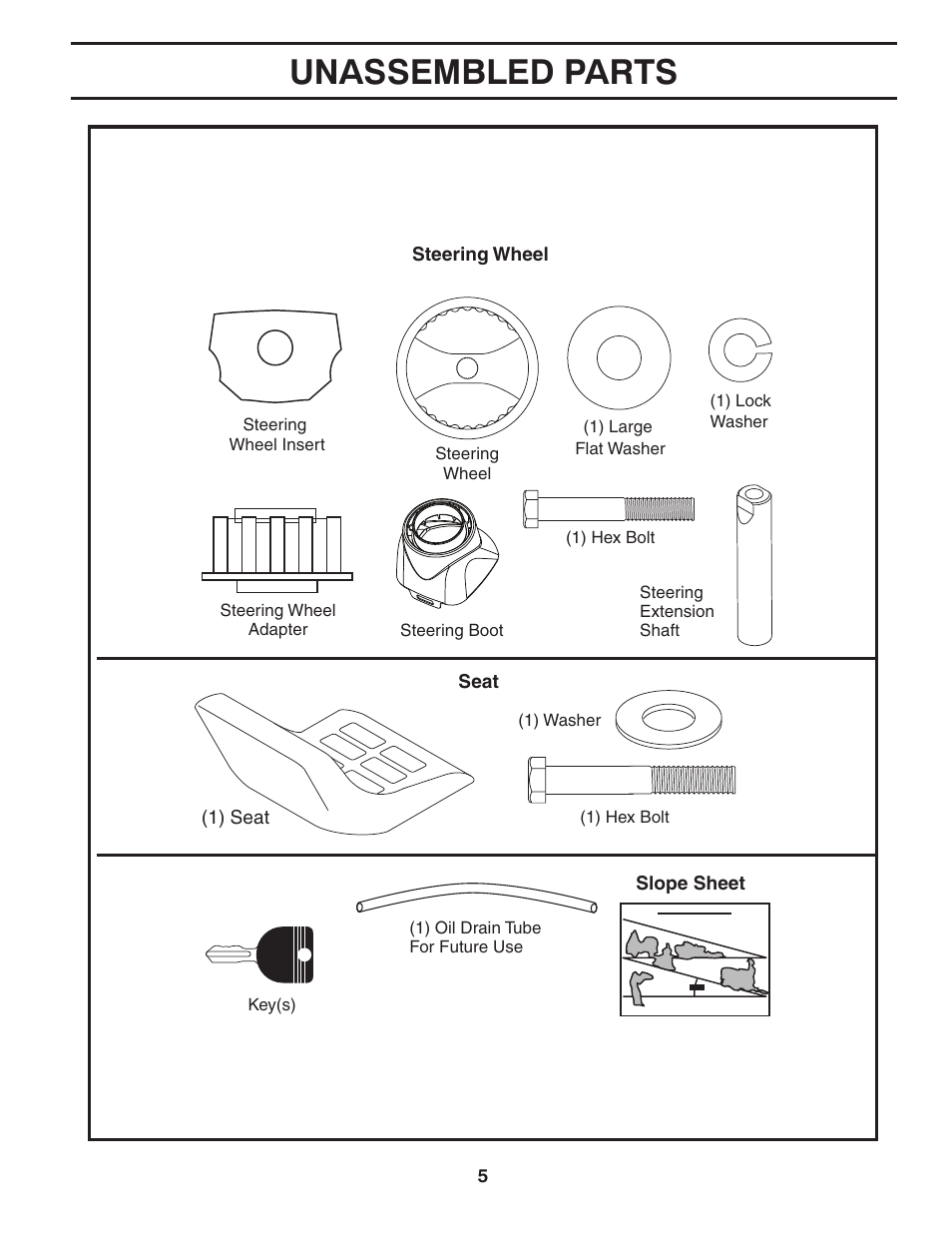 Unassembled parts | Jonsered LT2218A User Manual | Page 5 / 32