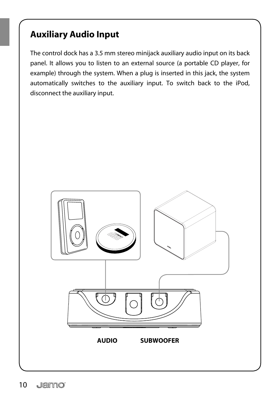 Auxiliary audio input | JAMO i Series I300 User Manual | Page 10 / 124