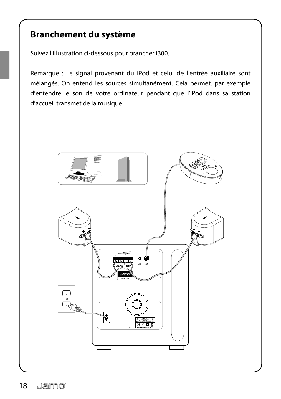 Branchement du système | JAMO i Series I300 User Manual | Page 18 / 124