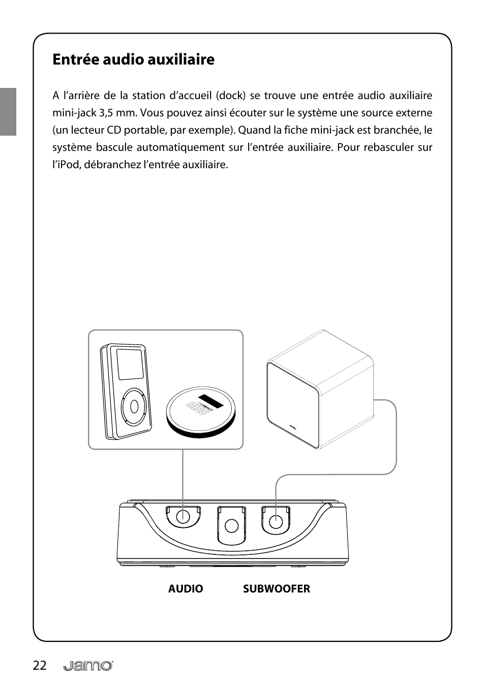 Entrée audio auxiliaire | JAMO i Series I300 User Manual | Page 22 / 124