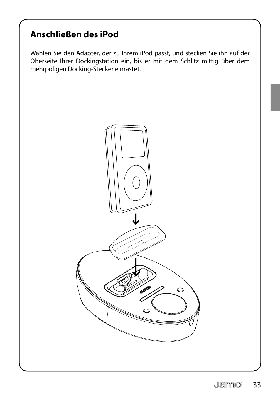 Anschließen des ipod | JAMO i Series I300 User Manual | Page 33 / 124