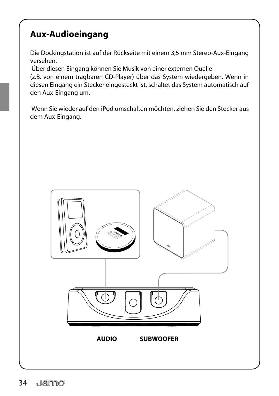 Aux-audioeingang | JAMO i Series I300 User Manual | Page 34 / 124