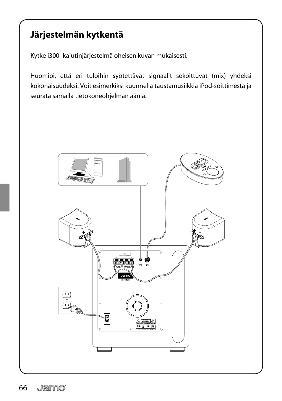Järjestelmän kytkentä | JAMO i Series I300 User Manual | Page 66 / 124