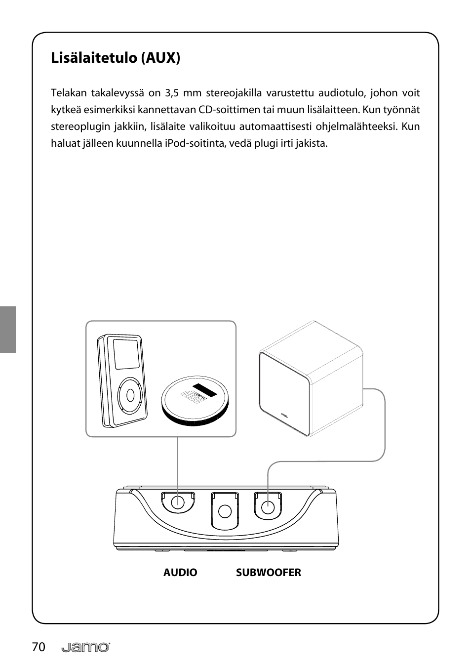 Lisälaitetulo (aux) | JAMO i Series I300 User Manual | Page 70 / 124