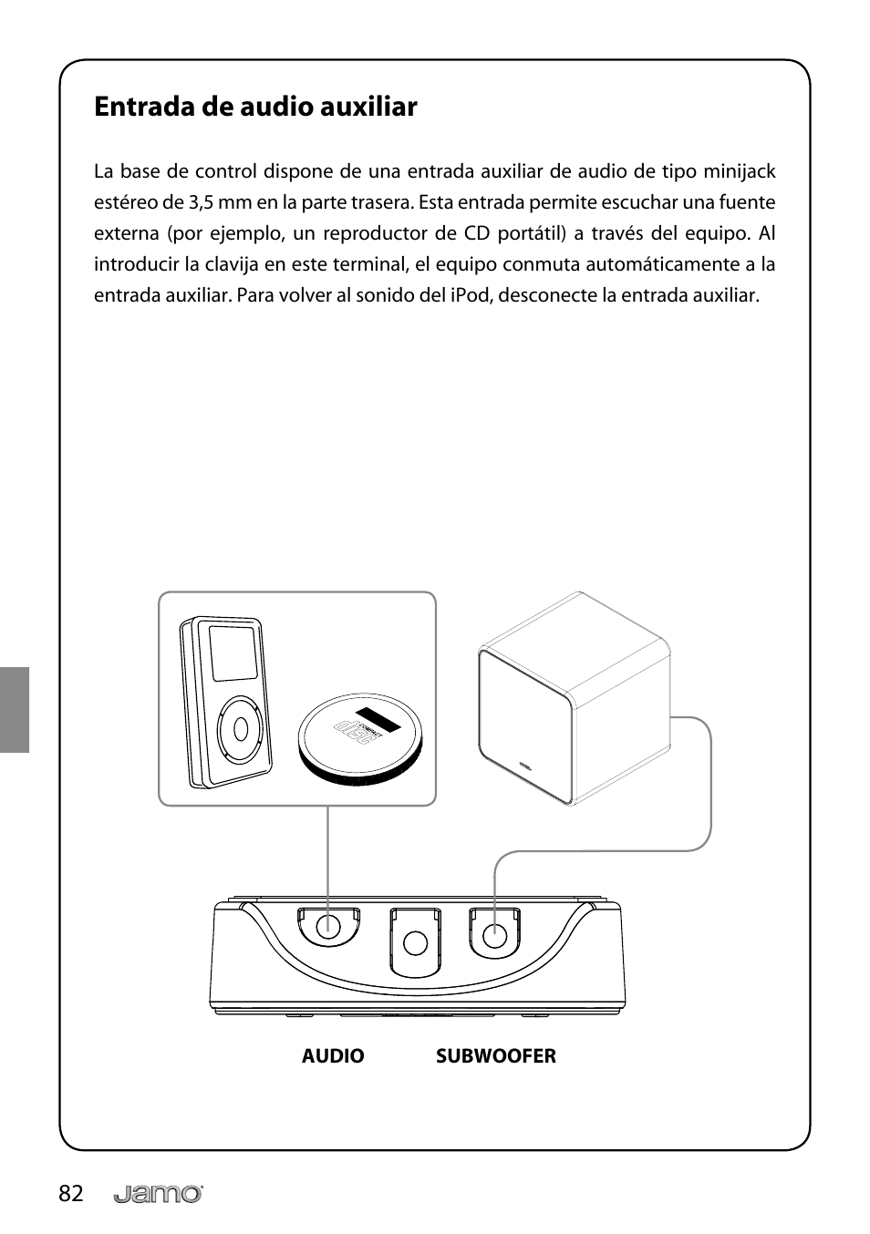 Entrada de audio auxiliar | JAMO i Series I300 User Manual | Page 82 / 124