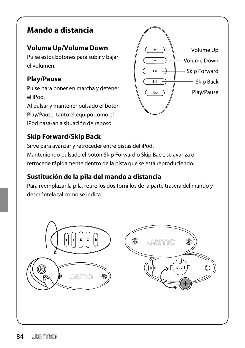 Mando a distancia | JAMO i Series I300 User Manual | Page 84 / 124