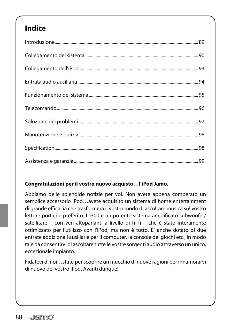 Indice | JAMO i Series I300 User Manual | Page 88 / 124