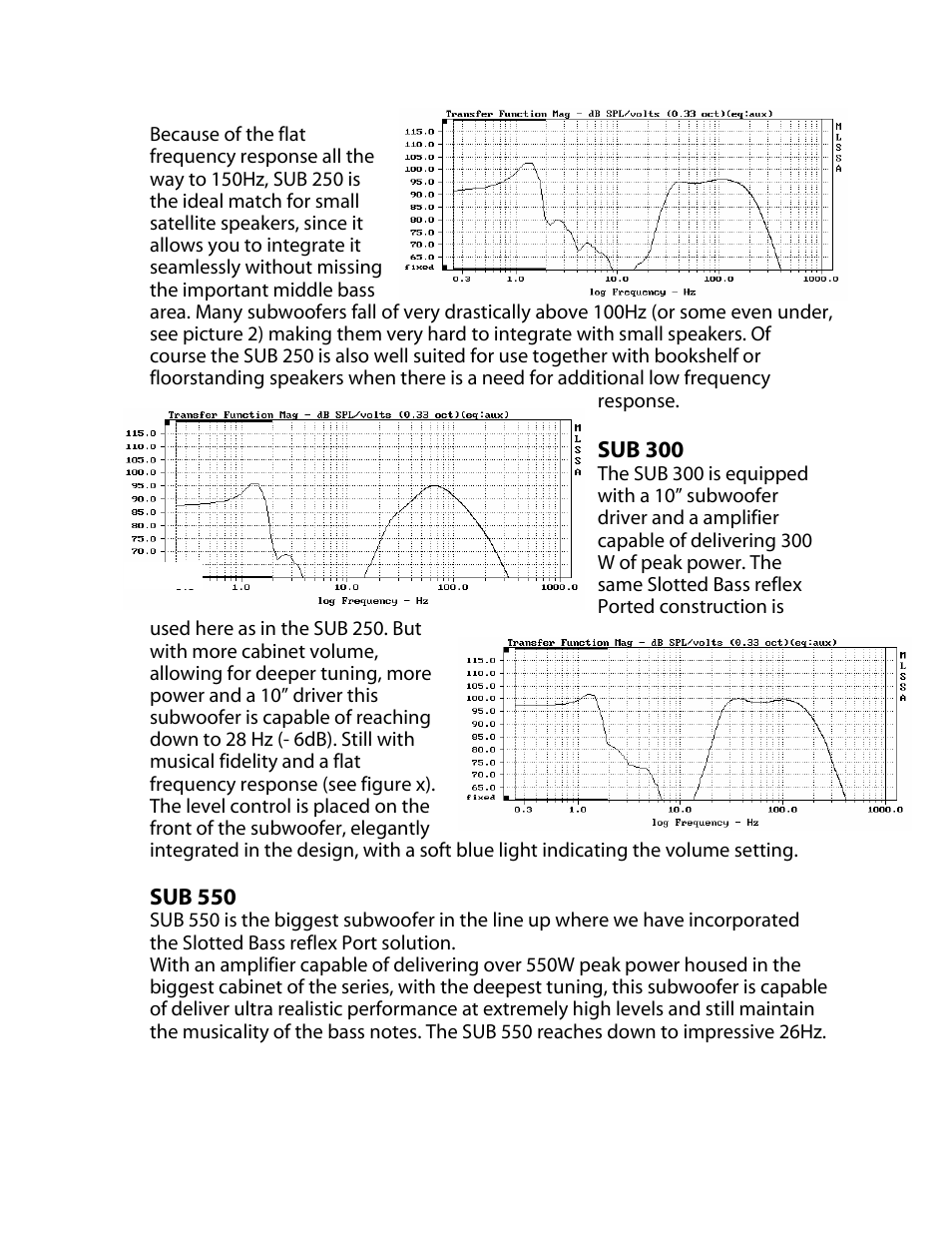 Sub 300, Sub 550 | JAMO 250 User Manual | Page 3 / 9