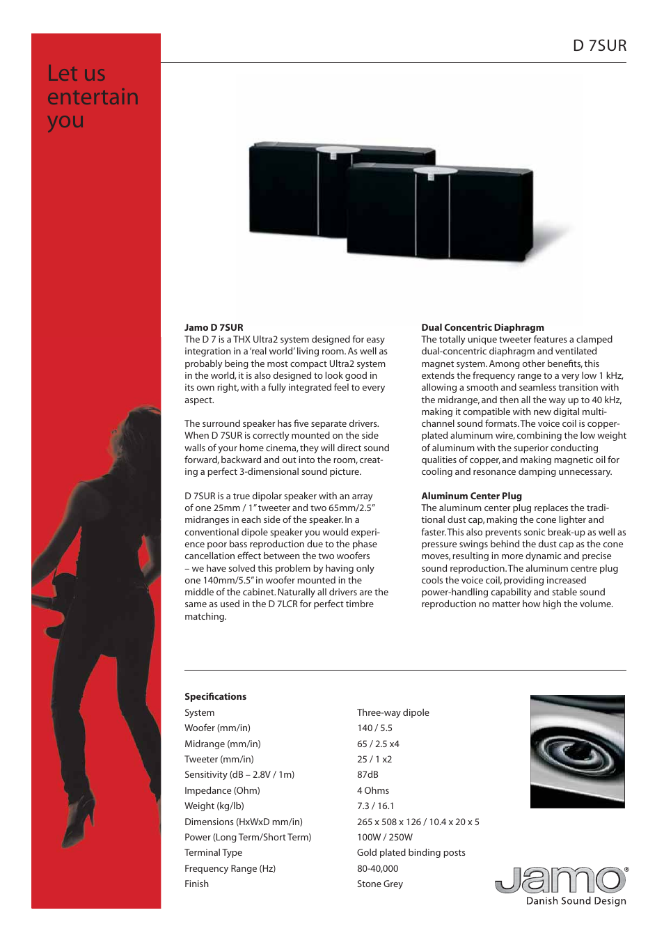 JAMO D7SUR User Manual | 1 page