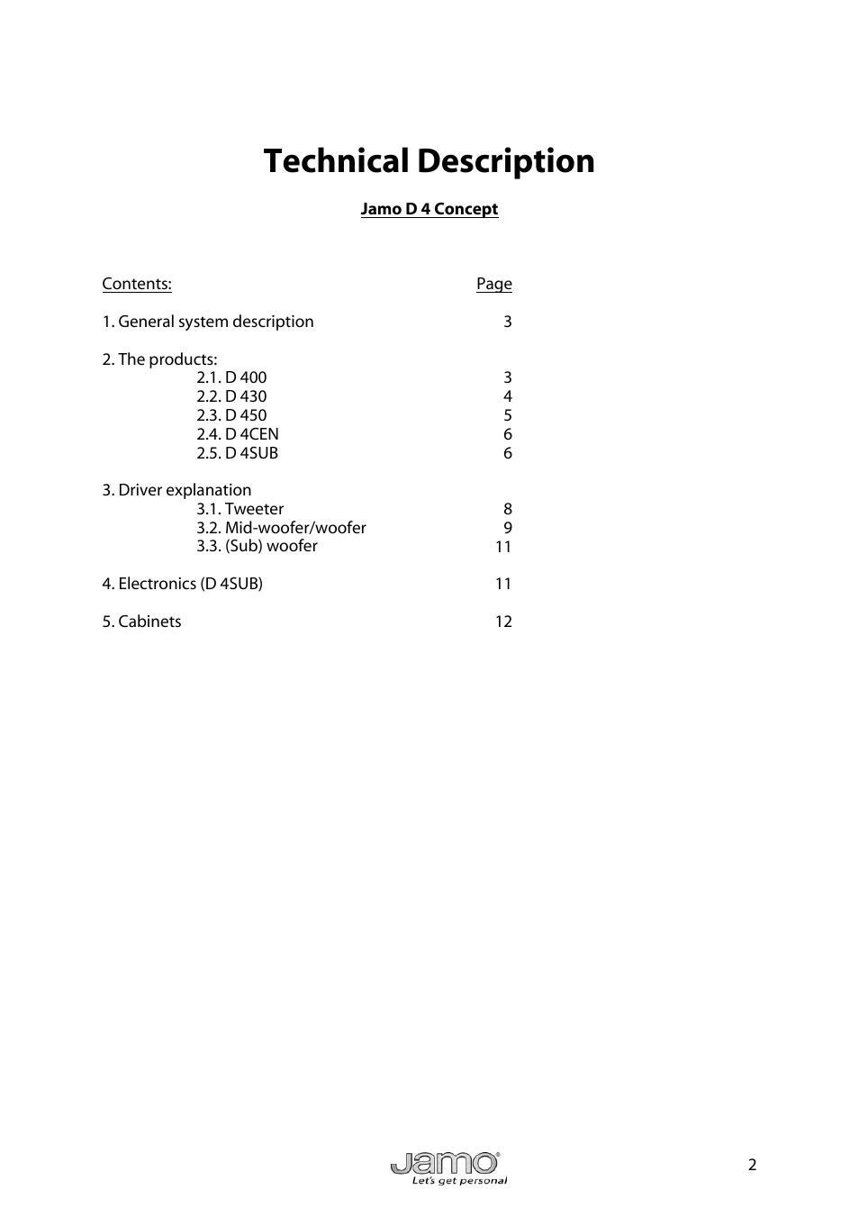 Technical description | JAMO D 4 User Manual | Page 2 / 12