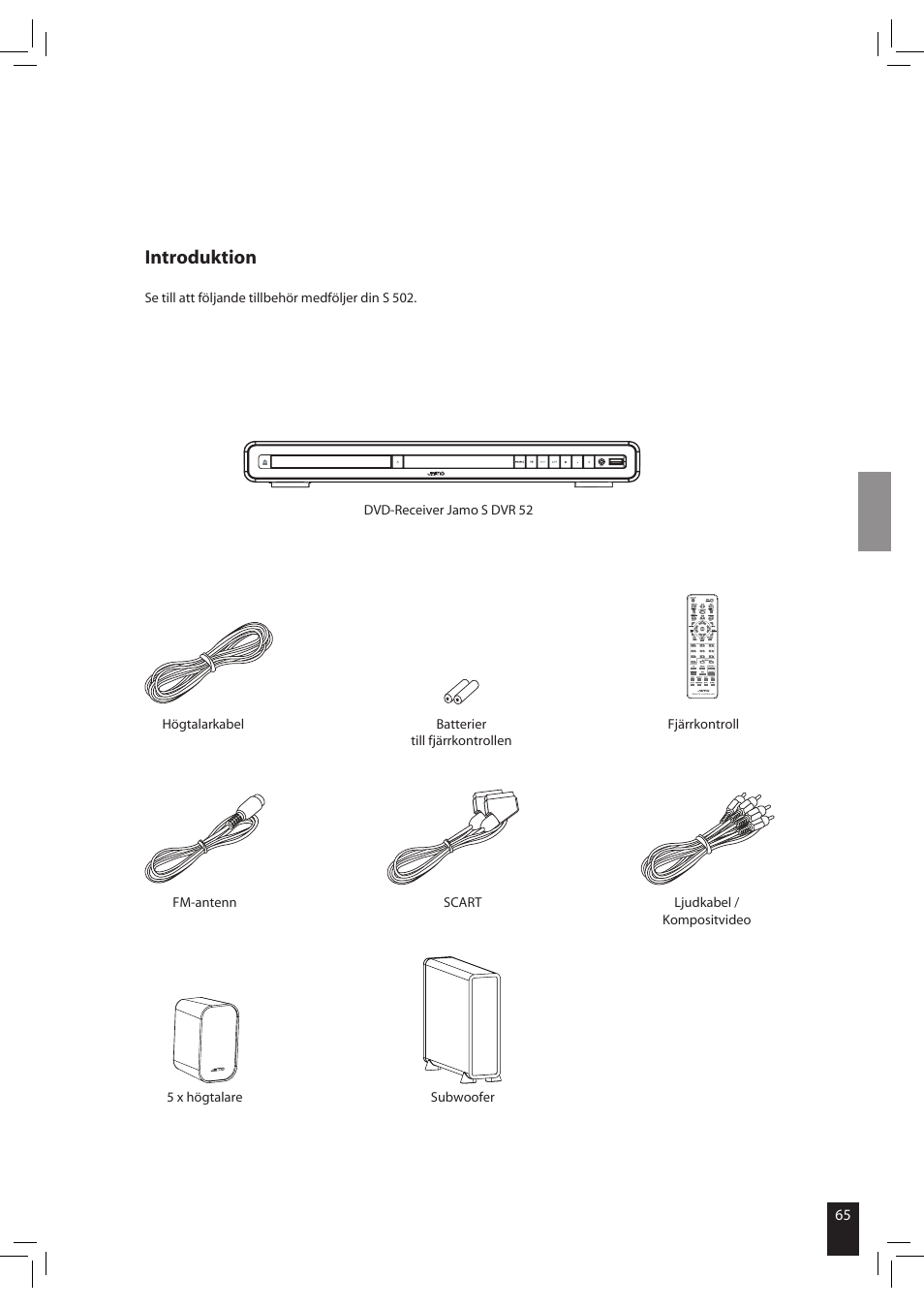 Introduktion | JAMO S 502 User Manual | Page 65 / 124