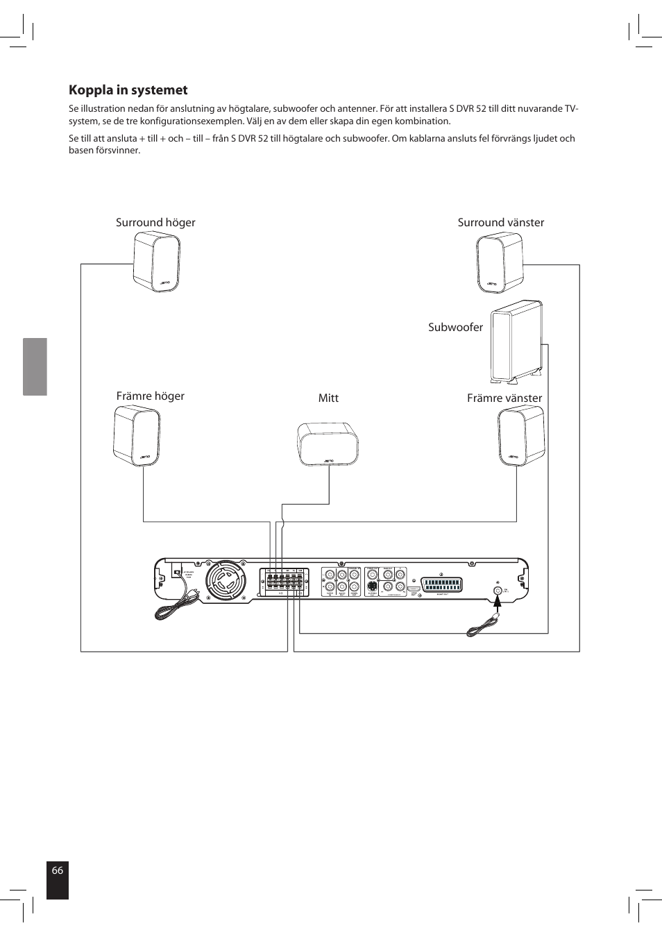 Koppla in systemet | JAMO S 502 User Manual | Page 66 / 124