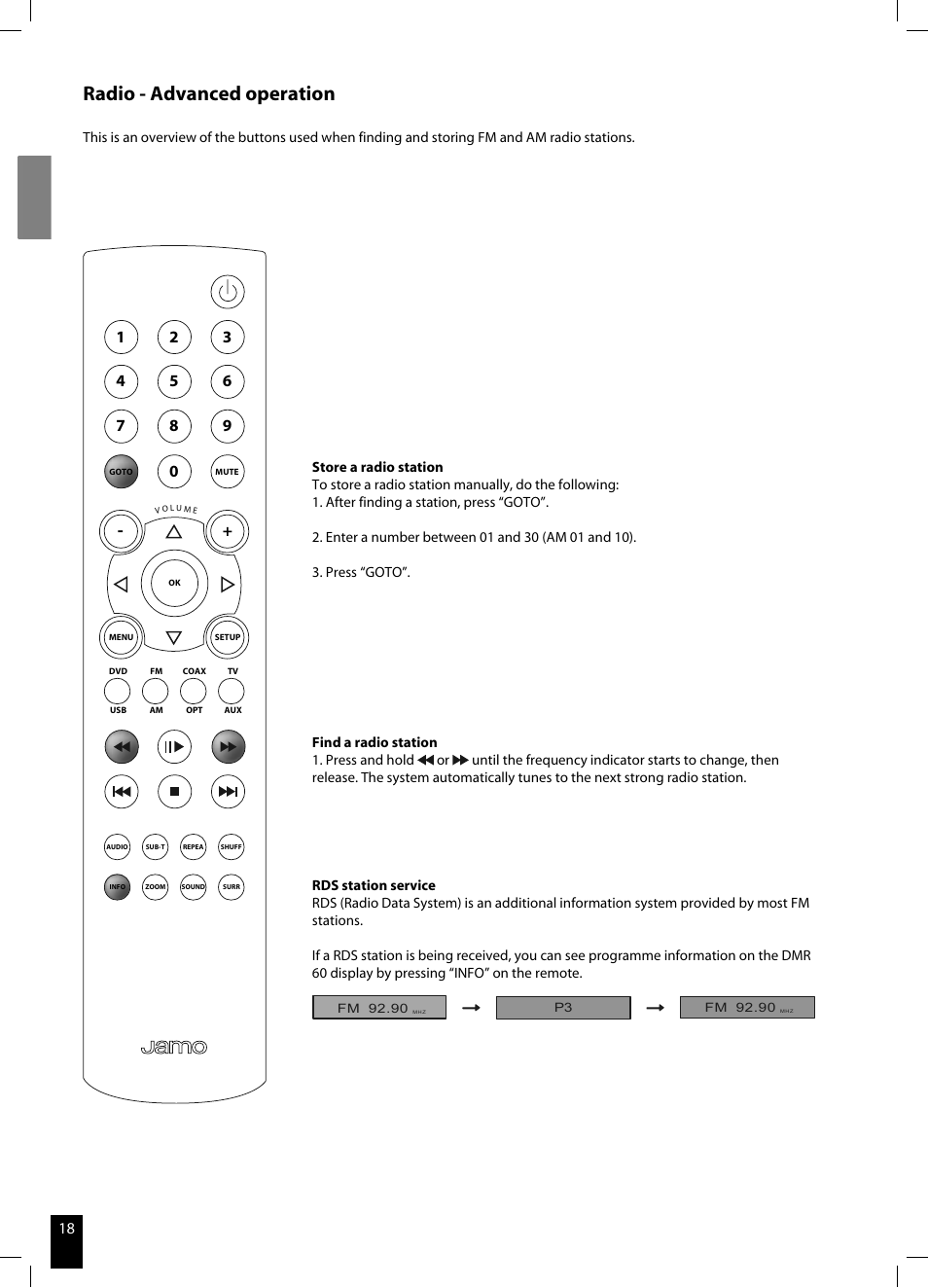 Radio - advanced operation | JAMO DMR 60 User Manual | Page 18 / 21