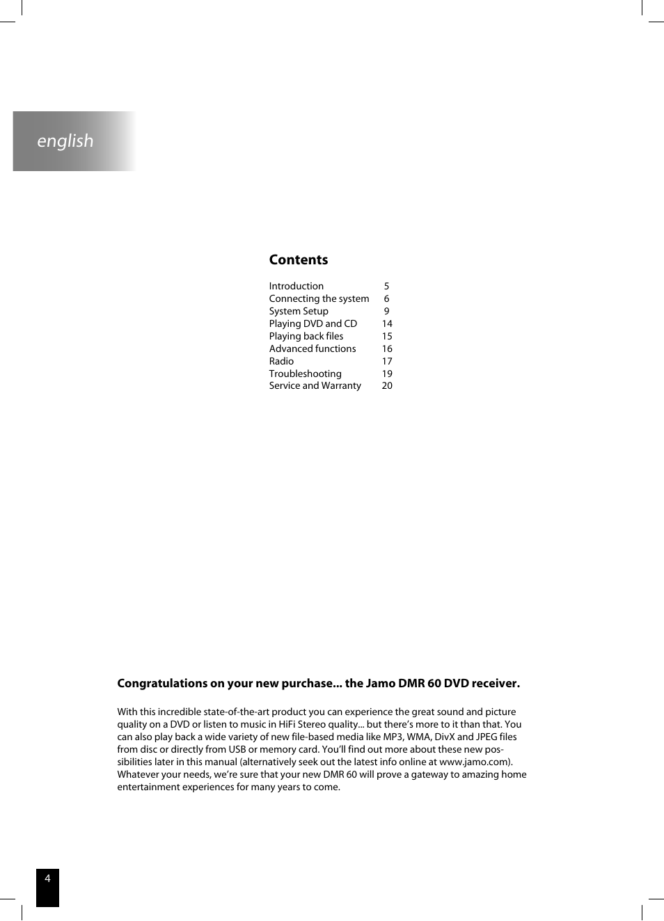 JAMO DMR 60 User Manual | Page 4 / 21