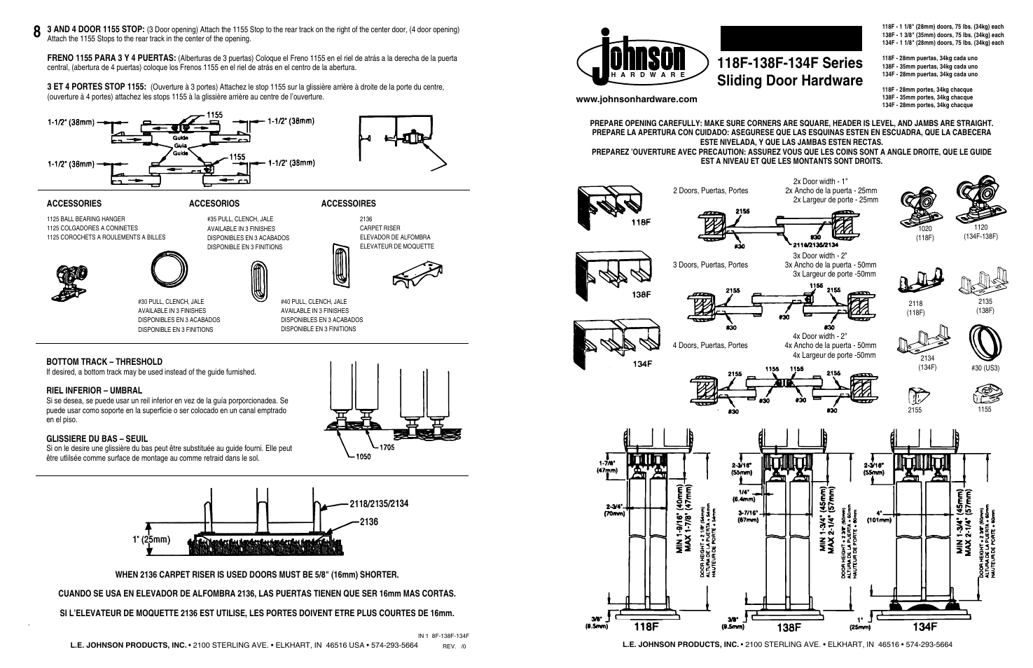 Instructions | Johnson Hardware 118F Series User Manual | Page 4 / 4