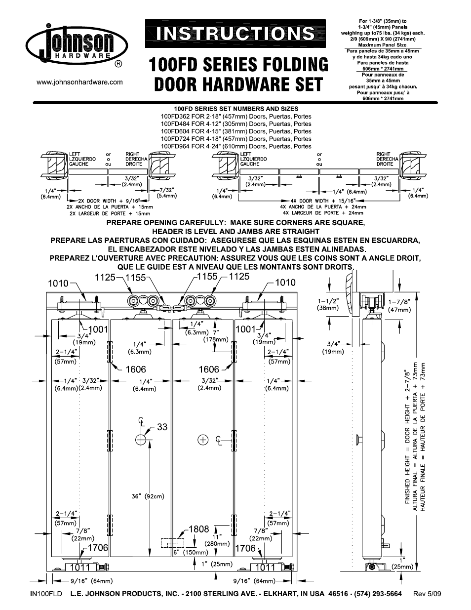 Johnson Hardware 100FD Series User Manual | 4 pages
