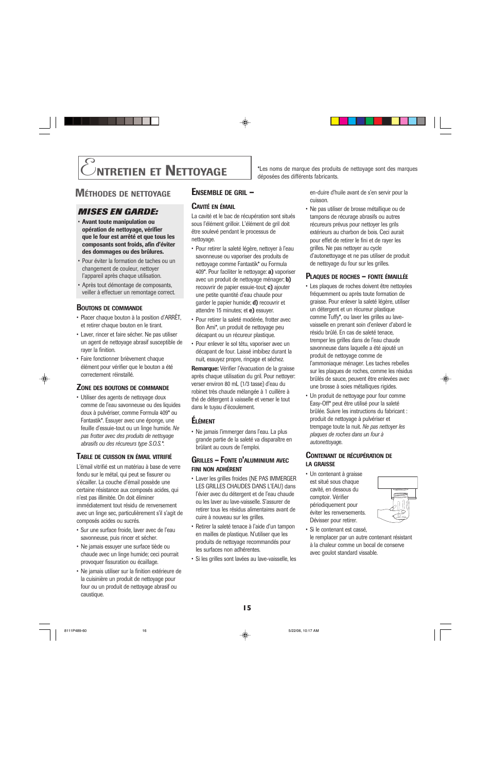 Ntretien, Ettoyage | Jenn-Air JED7430 User Manual | Page 16 / 28
