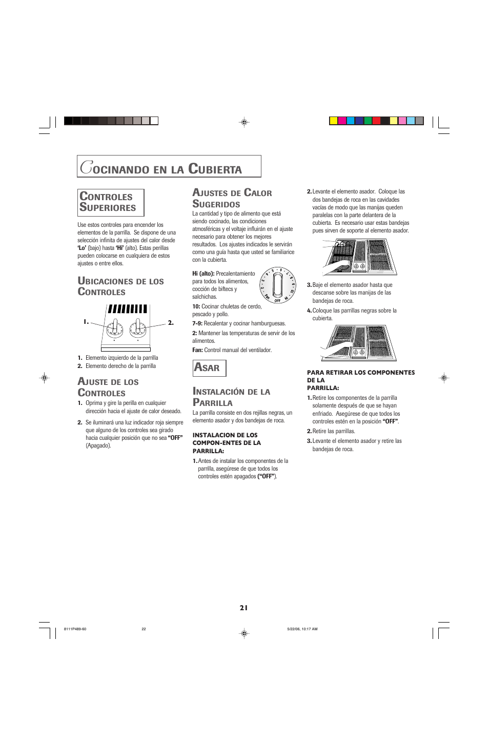 Ocinando, Ubierta | Jenn-Air JED7430 User Manual | Page 22 / 28