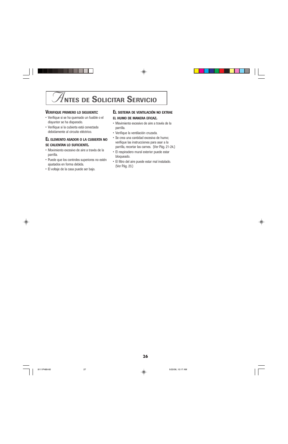 Ntes, Olicitar, Ervicio | Jenn-Air JED7430 User Manual | Page 27 / 28