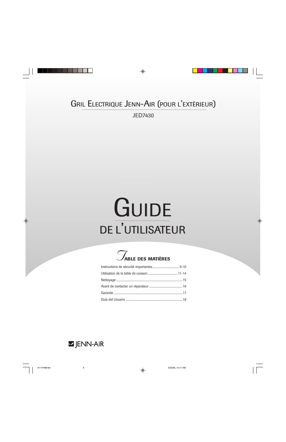 Uide, Utilisateur | Jenn-Air JED7430 User Manual | Page 9 / 28