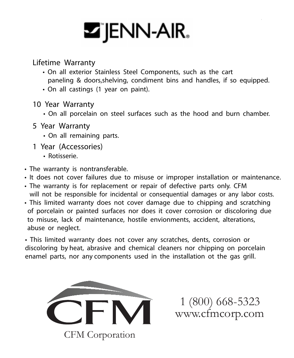 Cfm corporation | Jenn-Air JA460 User Manual | Page 29 / 29