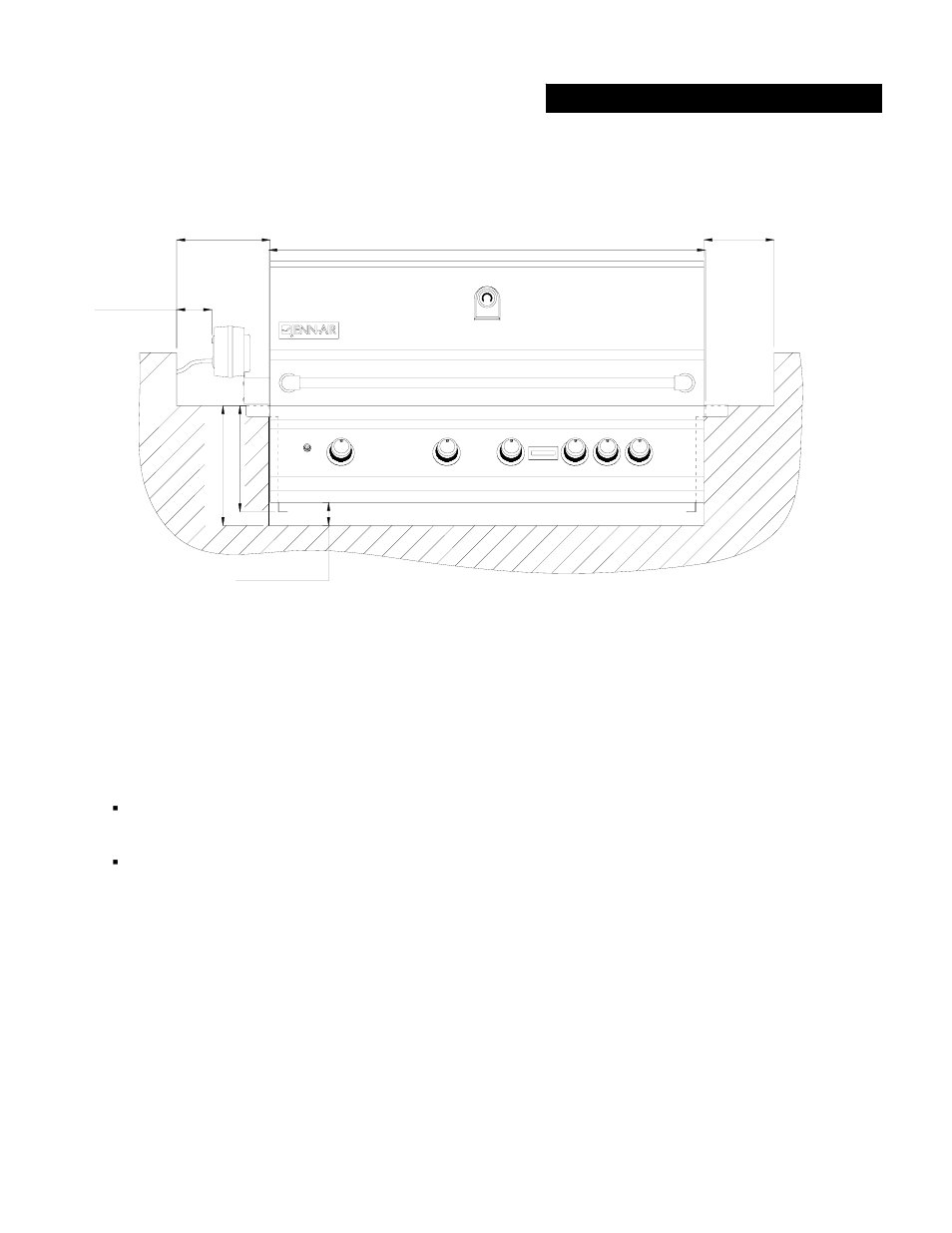 Front view for built-in opening | Jenn-Air 750-0165 User Manual | Page 9 / 34