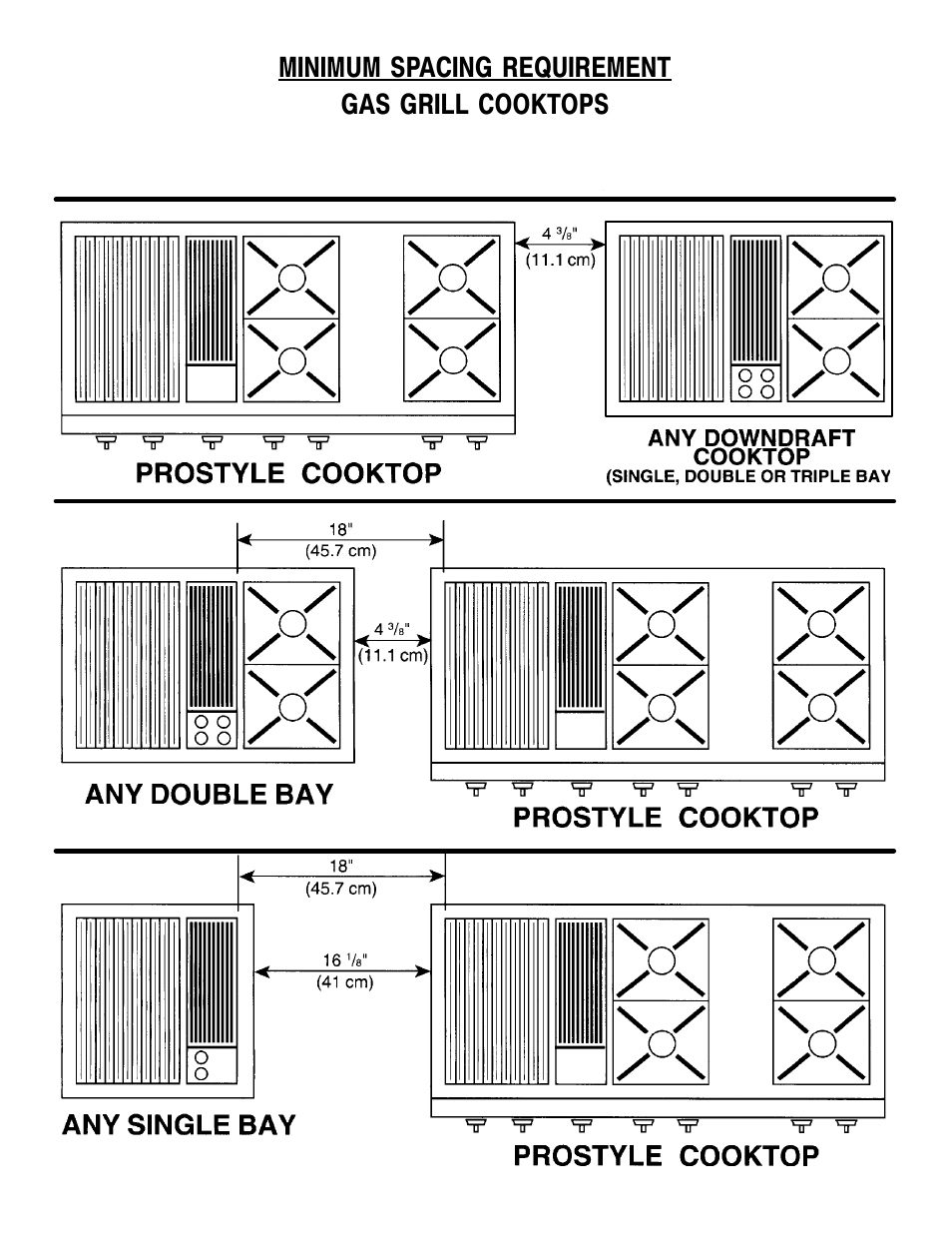 Minimum spacing requirement gas grill cooktops | Jenn-Air JGD8348CDP User Manual | Page 10 / 36