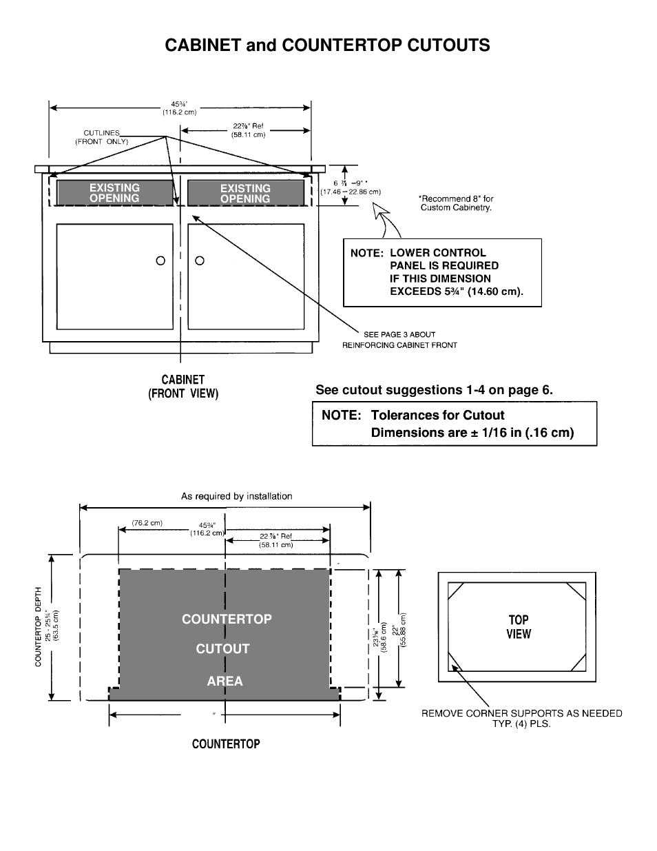 Cabinet and countertop cutouts | Jenn-Air JGD8348CDP User Manual | Page 2 / 36