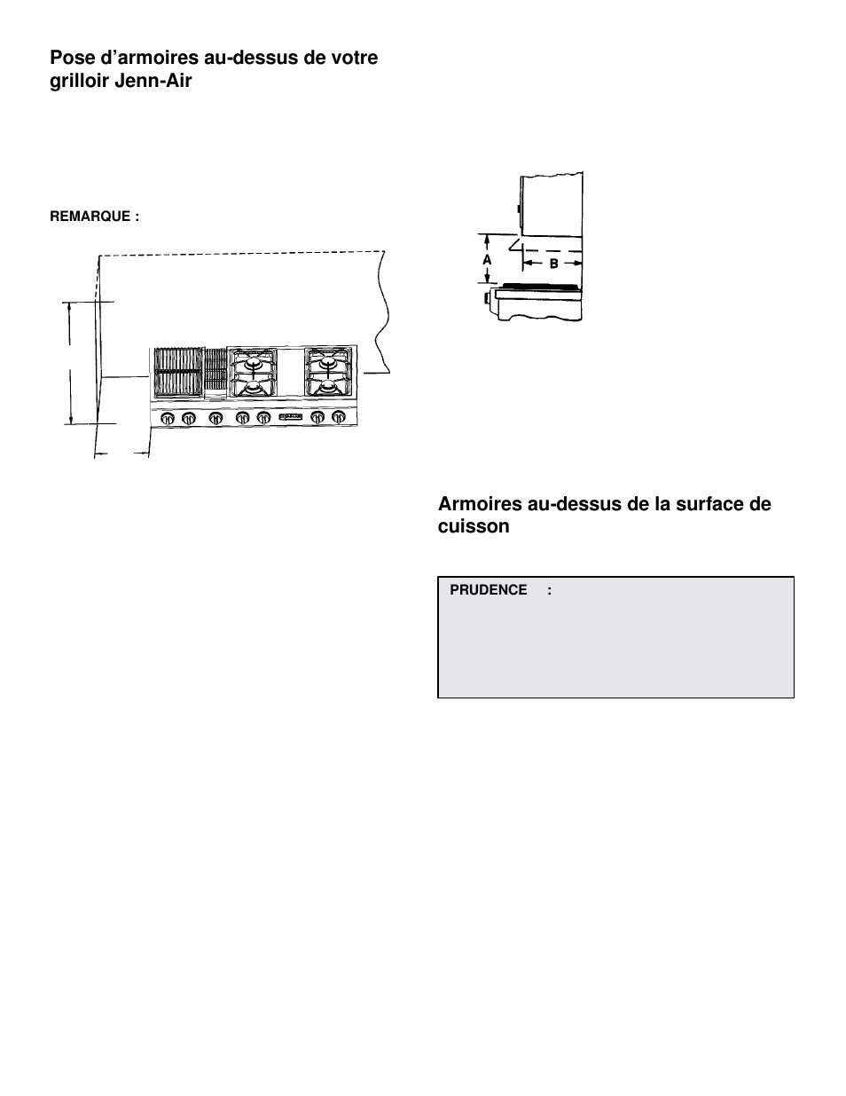 Armoires au-dessus de la surface de cuisson | Jenn-Air JGD8348CDP User Manual | Page 27 / 36