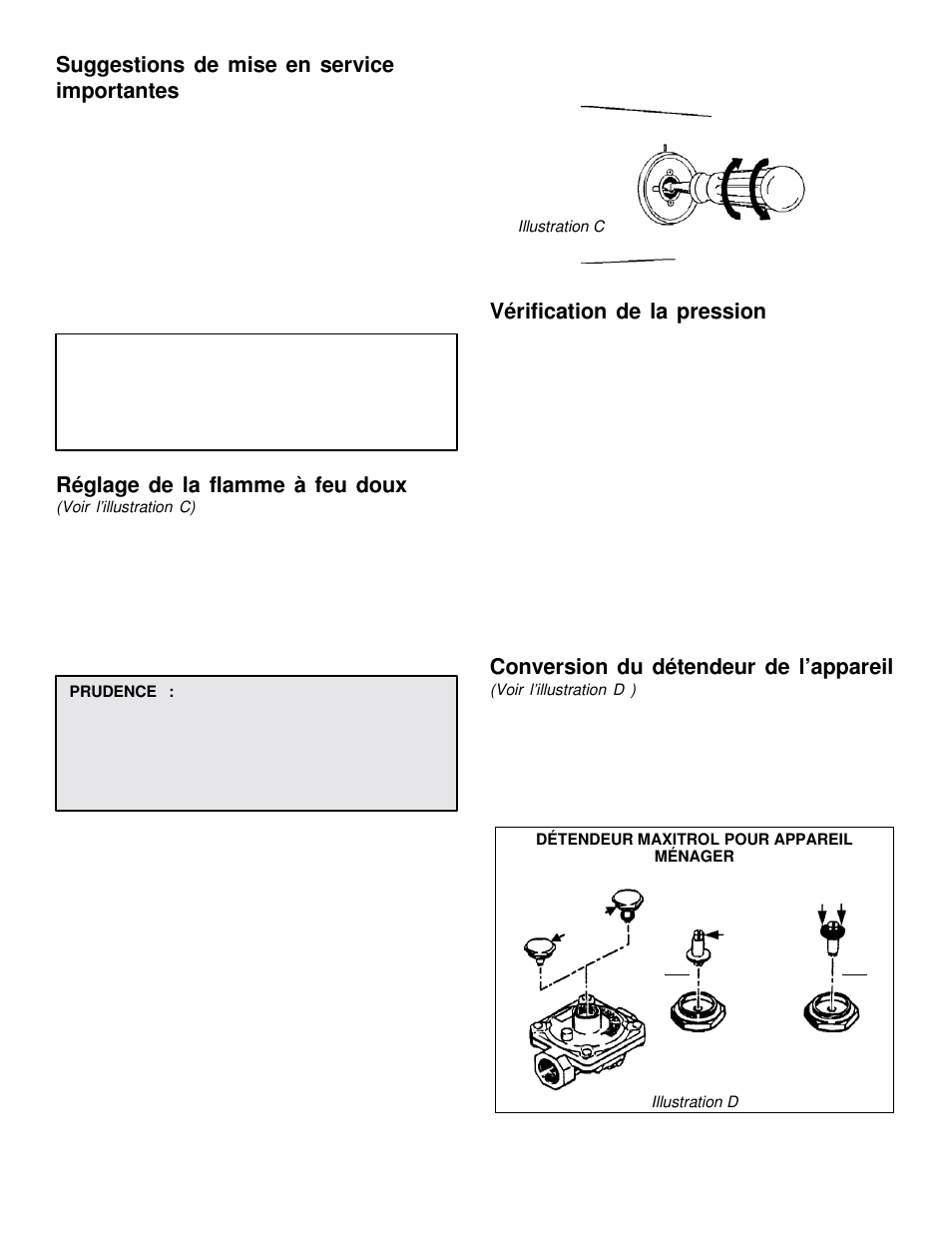 Suggestions de mise en service importantes, Réglage de la flamme à feu doux, Vérification de la pression | Conversion du détendeur de l’appareil | Jenn-Air JGD8348CDP User Manual | Page 30 / 36