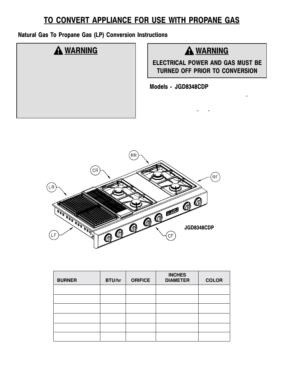 Warning | Jenn-Air JGD8348CDP User Manual | Page 8 / 36