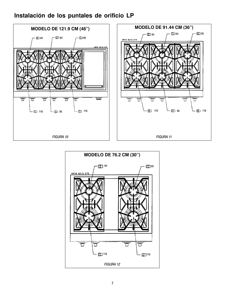 Instalación de los puntales de orificio lp | Jenn-Air JGCP430ADP User Manual | Page 19 / 36